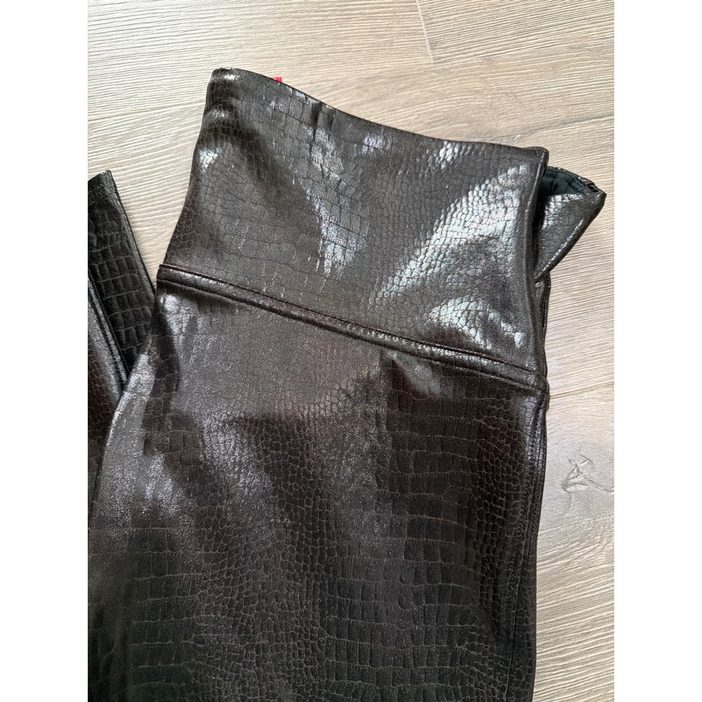 Spanx Faux Leather Croc Leggings Dark Brown Chocolate High Waist 20188R - Picture 4 of 4